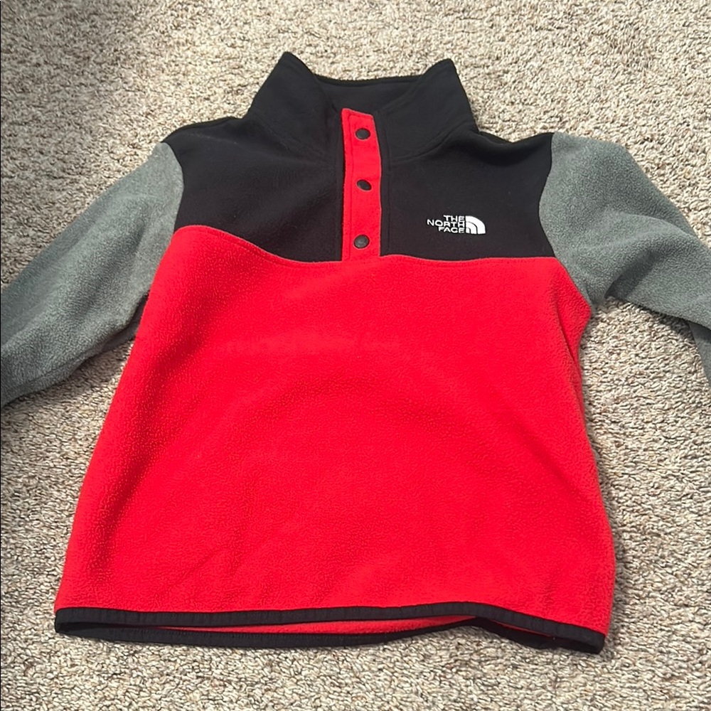 The North Face Kids' Red and Gray Fleece Pullover